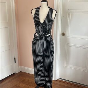 Black and White Striped Jumpsuit